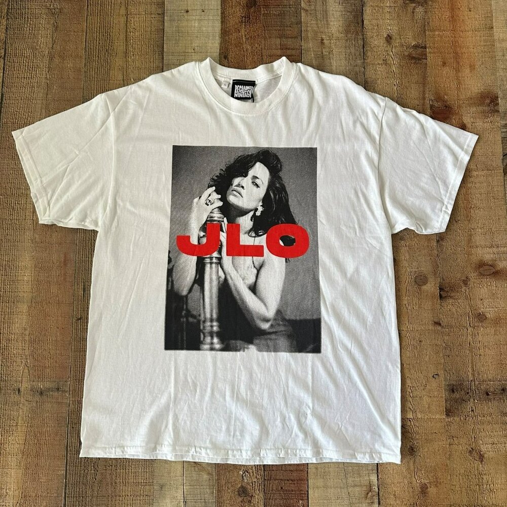 JLO Jennifer Lopez Reclaimed Vintage Men's Size Large White Short Sleeve TShirt